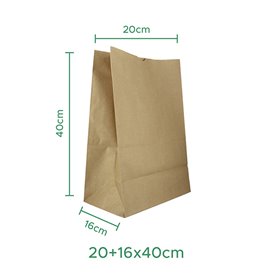 Sac en papier KRAFT sans anses 20+16x40cm (25 Unités)