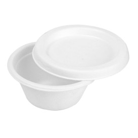 Couvercle Pot Canne à Sucre Bagasse Blanc 60ml (50 Utés)