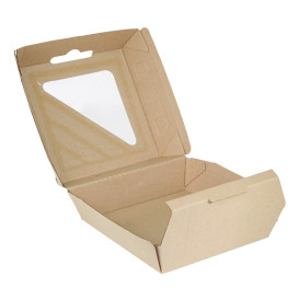 Boîte à MenuBox Carton Kraft avec Fenêtre 20x20x8,5cm (55 Utés)