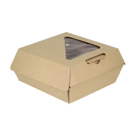 Boîte à MenuBox Carton Kraft avec Fenêtre 20x20x8,5cm (110 Utés)