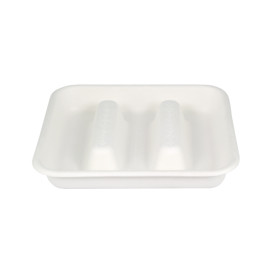 Plateau pour Tacos en Canne à Sucre Blanc 18,5x18,5cm (50 Utés)