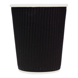 Gobelet Carton 8Oz/250ml Ondulé Noir Ø8cm (25 Unités)