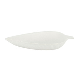 Mini Assiette Canne à Sucre Feuille Blanc 9x6cm (600 Utés)