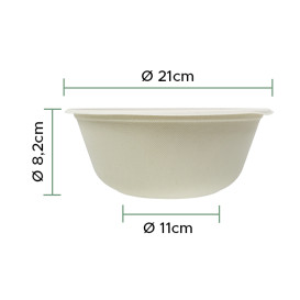 Bol Canne à Sucre 1400ml Ø21x8cm (75 Unités)