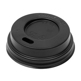 Couvercle de voyage avec trou PS pour gobelet en carton noir 3Oz Ø5,8cm (100 Utés)